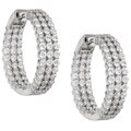 14k White Gold 5ct TDW Diamond Triple-row Hoops (G-H, I)