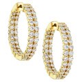 14k Yellow Gold 4ct TDW Diamond Double-row Hoops (G-H, I1)