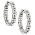 14k White Gold 4ct TDW Diamond Double-row Hoops (G-H, I1)