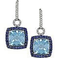 14k Gold Diamond, Blue Topaz and Sapphire Earrings