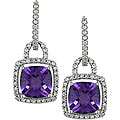 14k Gold 1/2ct TDW Diamond and Amethyst Earrings