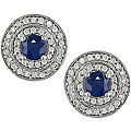 14k Gold 1/3ct TDW Diamond and Sapphire Earrings