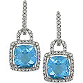 14k Gold 1/2ct Diamond and Sky Blue Topaz Earrings
