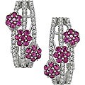 14k Gold Pink Sapphire and 3/8ct TDW Diamond Earrings
