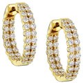 14k Yellow Gold 2ct TDW Diamond Double-row Hoops (G-H, I1)