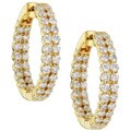 14k Yellow Gold 3ct TDW Diamond Double-row Hoops (G-H, I1)