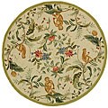 Hand-hooked Monkey Ivory Wool Rug (8' Round)