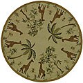 Hand-hooked Giraffe Novelty Wool Rug (8' Round)