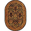 Handmade Majestic Black Wool Rug (4'6 x 6'6)