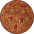 Handmade New Zealand Wool Burgundy Rug (8' Round)