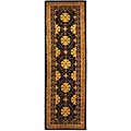 Handmade Black/ Apricot Wool Agra Rug (2'3 x 10')