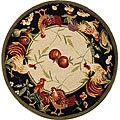 Hand-hooked Rooster Garden Wool Rug (5'6 Round)