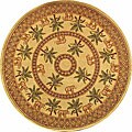 Hand-hooked Ivory Wool Elephants Rug (8' Round)