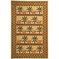 Hand-hooked Elephant and Palm Wool Rug (3'9 x 5'9)
