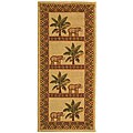 Hand-hooked Elephants Wool Rug (2'6 x 6')