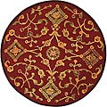 Handmade Fable Burgundy Wool Rug (8' Round)