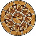 Hand-hooked Beige Wool Hens Rug (5'6 Round)