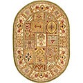 Classical Handmade Wool Classical Panel Rug (7'6 x 9'6 Oval)