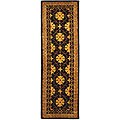 Hand-tufted Classical Black Apricot Wool Agra Rug (2'3 x 12')