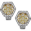 14k Gold 1 1/10ct TDW White/ Yellow Diamond Earrings (G-H-I, I1)