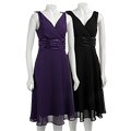 Connected Apparel Women's Chiffon Tie Shoulder Ruched Waist Dress