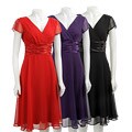 Connected Apparel Women's Chiffon Surplice Dress