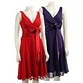 Connected Apparel Women's Chiffon V-neck Dress