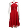 Connected Apparel Women's Chiffon Halter Ruched Waist Dress