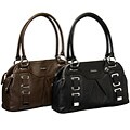 Perlina Medium Double Zipper Leather Satchel