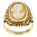 18k Yellow Gold Hand-carved Cameo Estate Ring