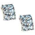 18k White Gold Aquamarine Cluster Estate Earrings