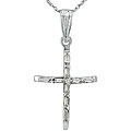 10k White Gold 1/8ct TDW Diamond Cross Necklace