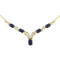 14k Yellow Gold Sapphire Diamond Necklace