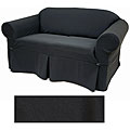 Solid Black Loveseat Slipcover
