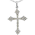10k White Gold 1/2ct TDW Diamond Cross Necklace (J-K, I2)