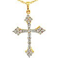 10k Yellow Gold 1/2ct TDW Diamond Cross Necklace (J-K, I2)