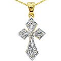 10k Yellow Gold 1/10ct TDW Diamond Cross Necklace
