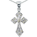 10k White Gold 1/10ct TDW Diamond Cross Necklace