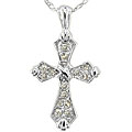 10k White Gold 1/8ct TDW Diamond Cross Necklace (J-K, I2)