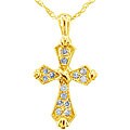 10k Yellow Gold 1/8ct TDW Diamond Cross Necklace (J-K, I2)