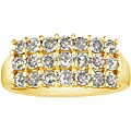 10k Yellow Gold 1ct TDW Diamond 3-row Ring (K-L, I3)