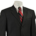 Adolfo Men's Black Stripe Wool Suit