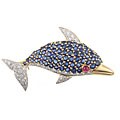 Encore by Le Vian 18k Gold Sapphire and 1/2ct TDW Diamond Dolphin Pin (K, SI2-SI3)