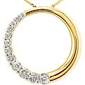 10k Yellow Gold 1/4ct TDW Diamond Journey Circle Necklace (K, I2-I3)