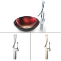 Red Galaxy Glass Sink and Millennium Faucet Combo