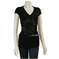 Ed Hardy Women's Short-sleeve V-neck Skull Shirt
