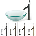 Kraus Frosted Glass Vessel Sink and Bruno Bathroom Faucet
