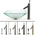 Clear Aquamarine Square Sink and Bruno Faucet