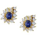 18k Gold Sapphire and 2 1/4ct TDW Diamond Earrings (I, SI-I)