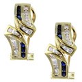 18k Gold Sapphire and 2/5ct TDW Diamond Earrings (I-J, I2-I3)